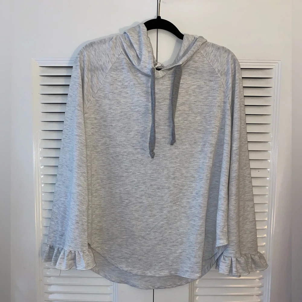 For the Republic Ruffle Cuff Hooded Top